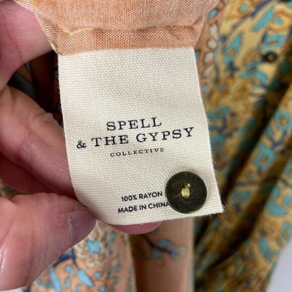 SPELL and The Gypsy Collective Delirium‎ Maxi Dress Gold Size XXS Romantic Boho - Picture 11 of 15